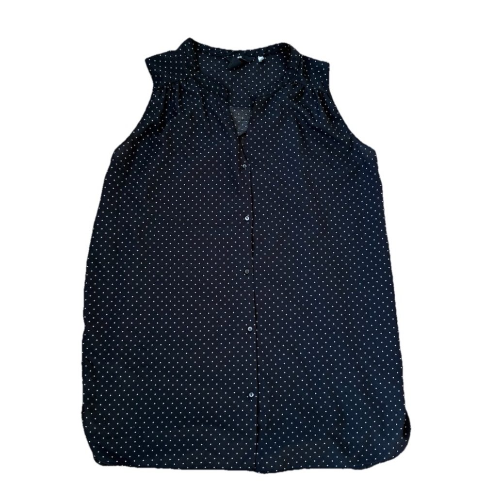 Sleeveless Black Polka Dot Women's Top Size Large
